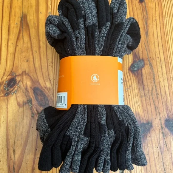 TIMBERLAND 6 pack Cushioned Men’s Black and Gray Marled socks NWT - Picture 4 of 6